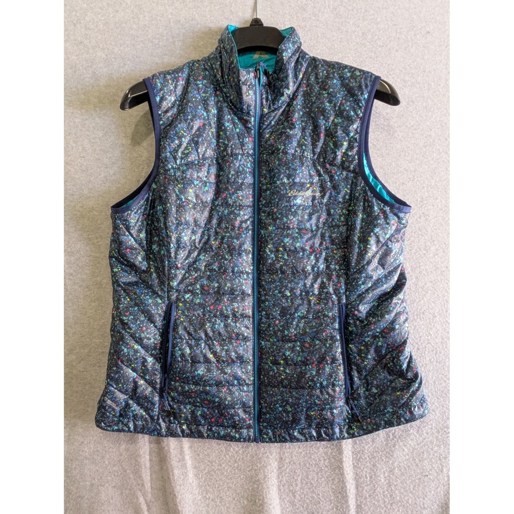 Lightweight Quilted Navy Floral-Print Vest - Ladies